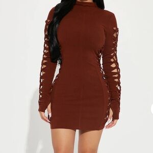 Fashion Nova Brown Cocktails Mini Dress XS